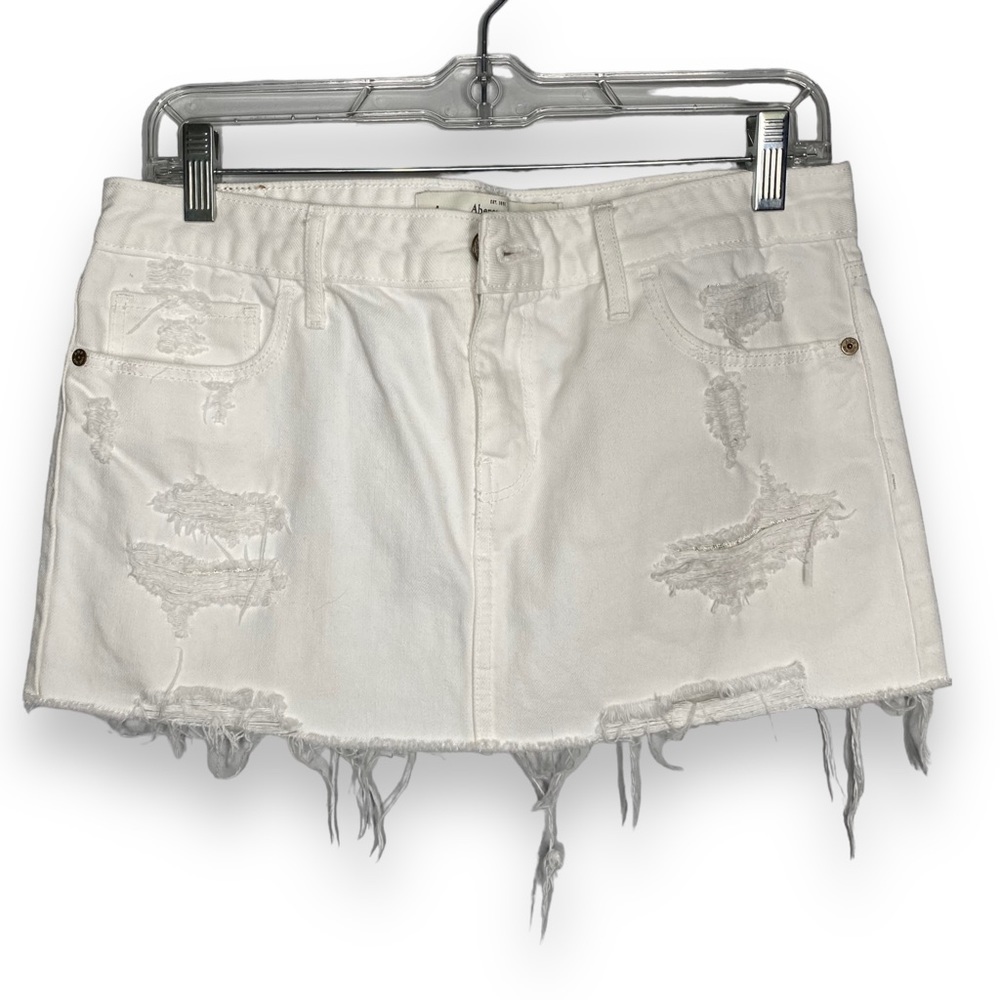 Abercrombie & Fitch Y2K vintage white denim micro mini skirt size 4